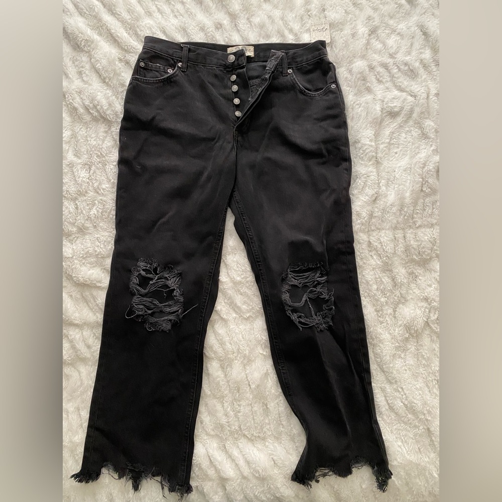 Free People Washed Black Jeans